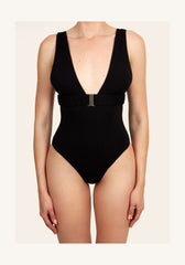Nola in Midnight Black / White Straps One-Piece Swimsuit Arloe