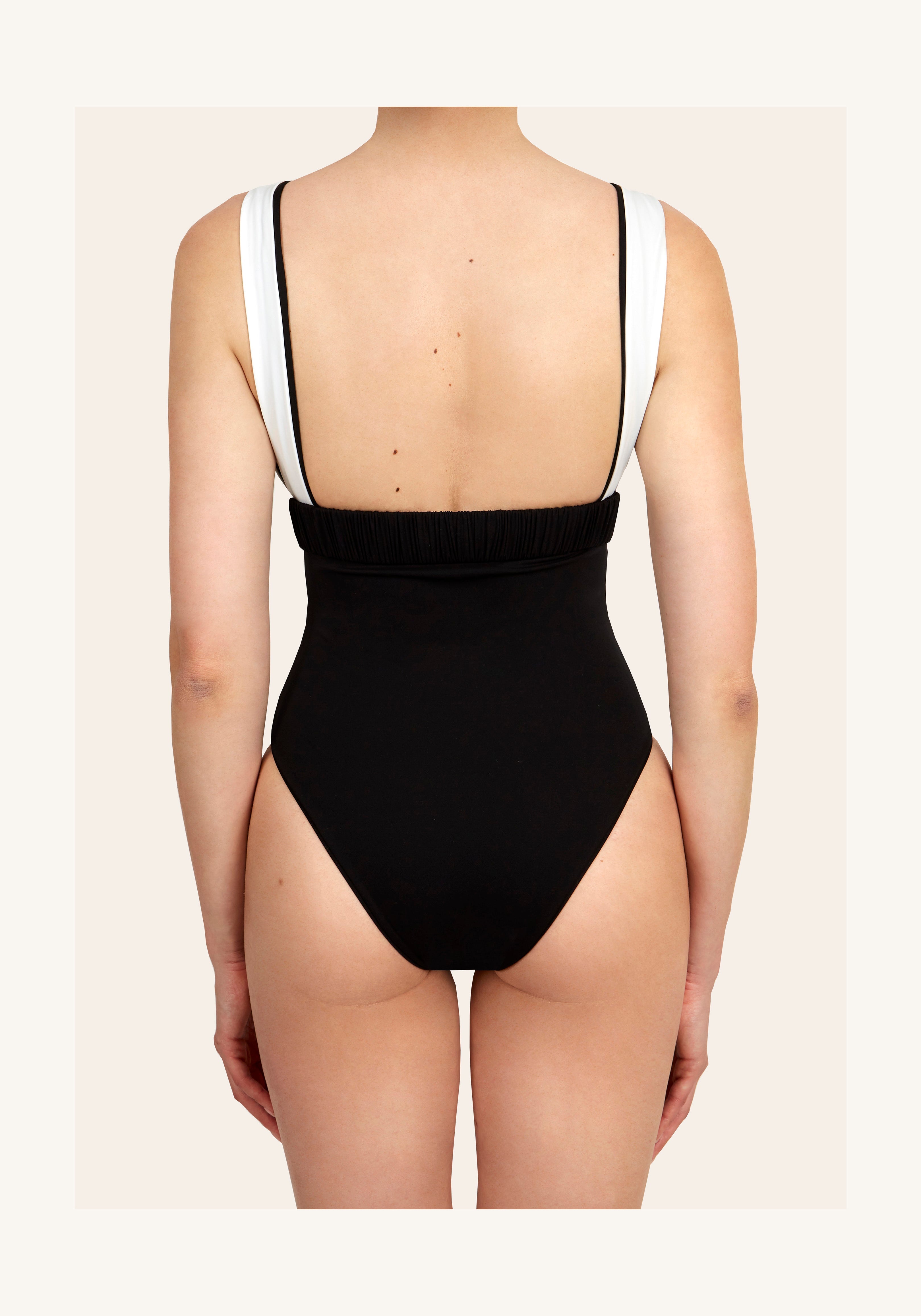 Nola in Midnight Black / White Straps One-Piece Swimsuit Arloe