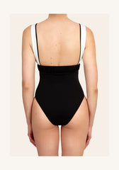 Nola in Midnight Black / White Straps One-Piece Swimsuit Arloe
