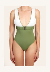 Nola in Sage Green / White Straps One-Piece Swimsuit Arloe