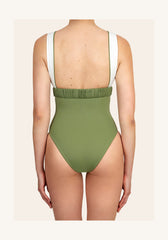 Nola in Sage Green / White Straps One-Piece Swimsuit Arloe