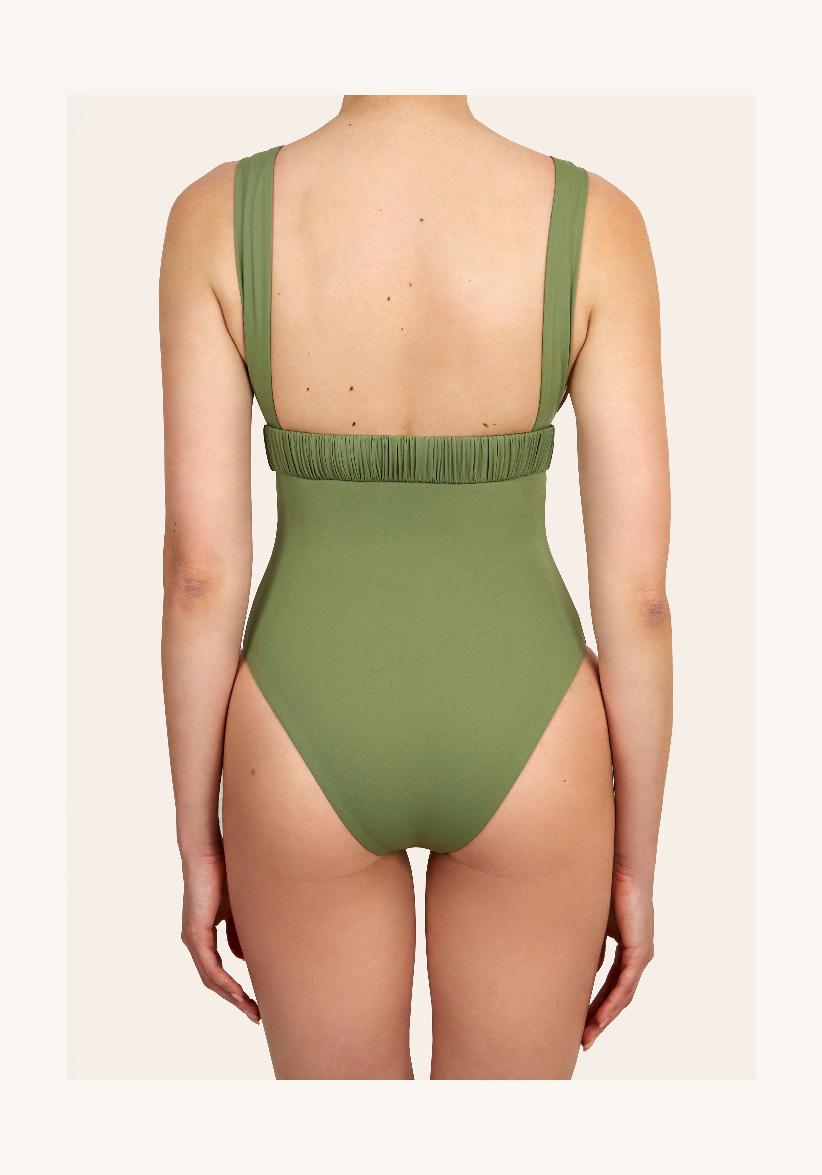 Nola in Sage Green / White Straps One-Piece Swimsuit Arloe