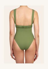 Nola in Sage Green / White Straps One-Piece Swimsuit Arloe