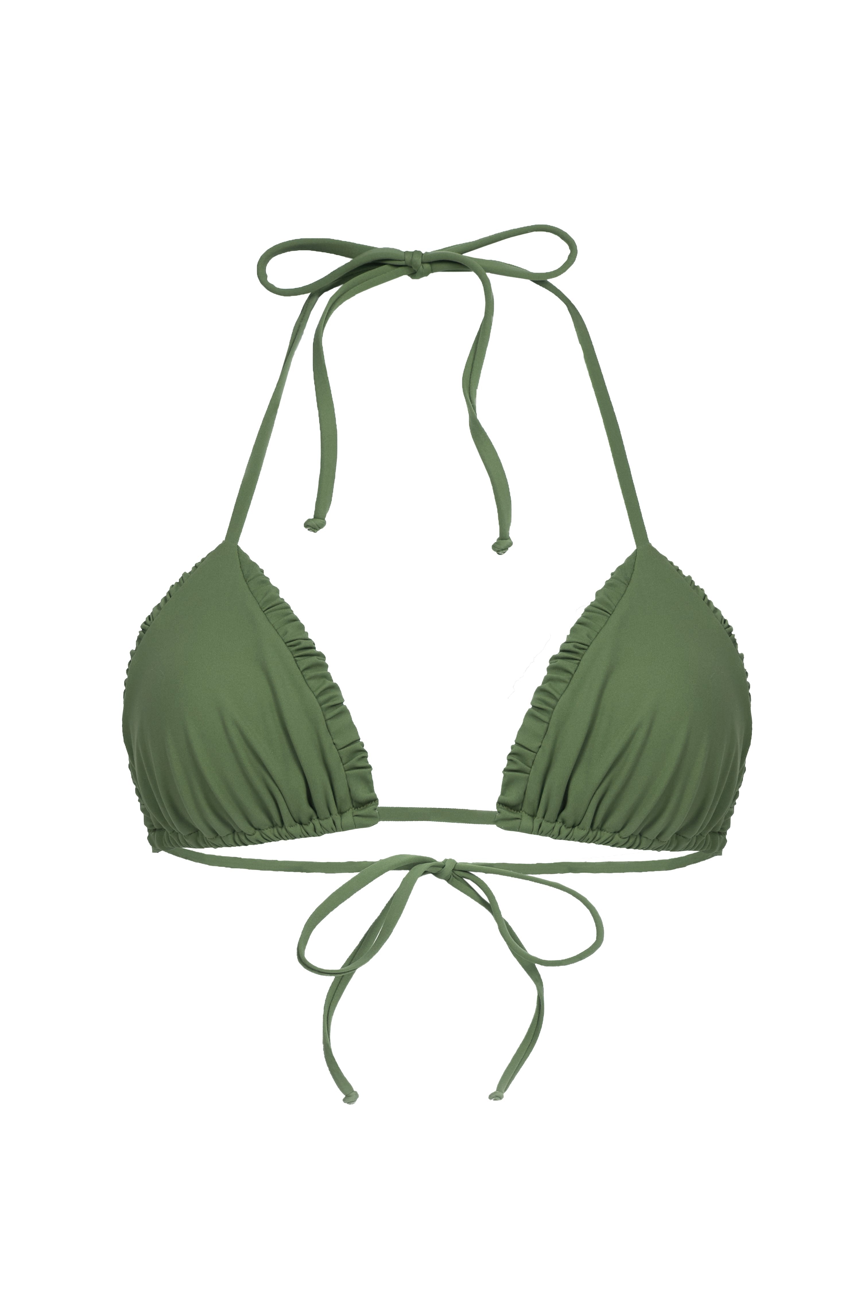 Our Billie Bikini triangle top is a timeless classic triangle and is detailed with the Arloe signature crunch. It features self tie straps at the neck and back for a fully customisable fit.   It is a perfect match for our Billie Bottom.