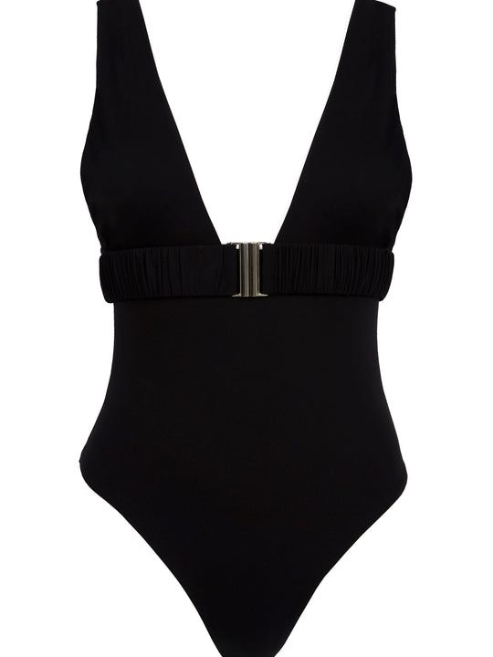 Nola in Midnight Black / White Straps