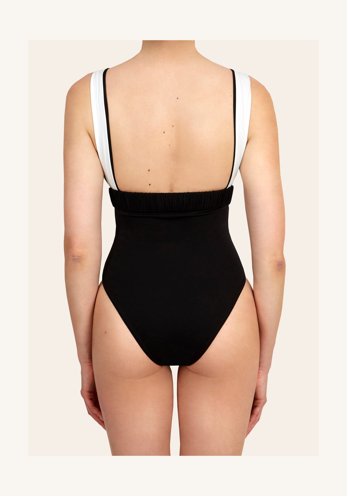 Nola in Midnight Black / White Straps One-Piece Swimsuit Arloe 