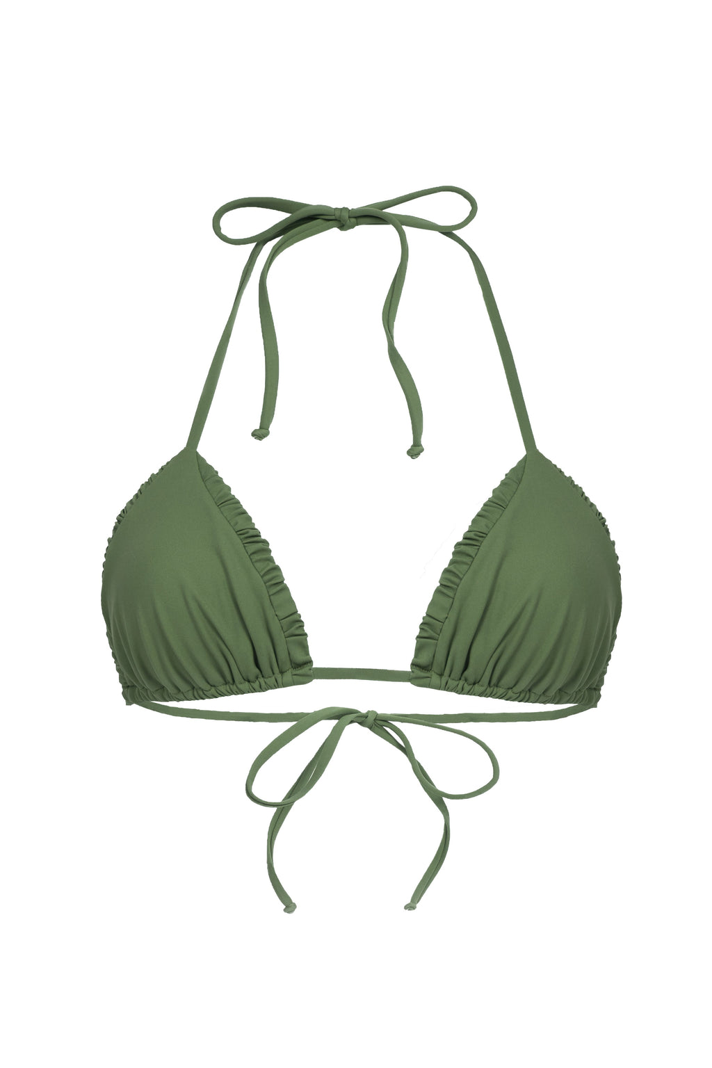 Our Billie Bikini triangle top is a timeless classic triangle and is detailed with the Arloe signature crunch. It features self tie straps at the neck and back for a fully customisable fit.   It is a perfect match for our Billie Bottom.